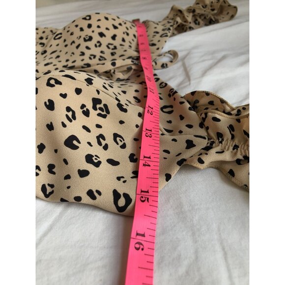 NWT Sunday Best Aritzia Leopard Print Mini Dress Womens 4 Retro Ruffle Strap - Picture 7 of 9